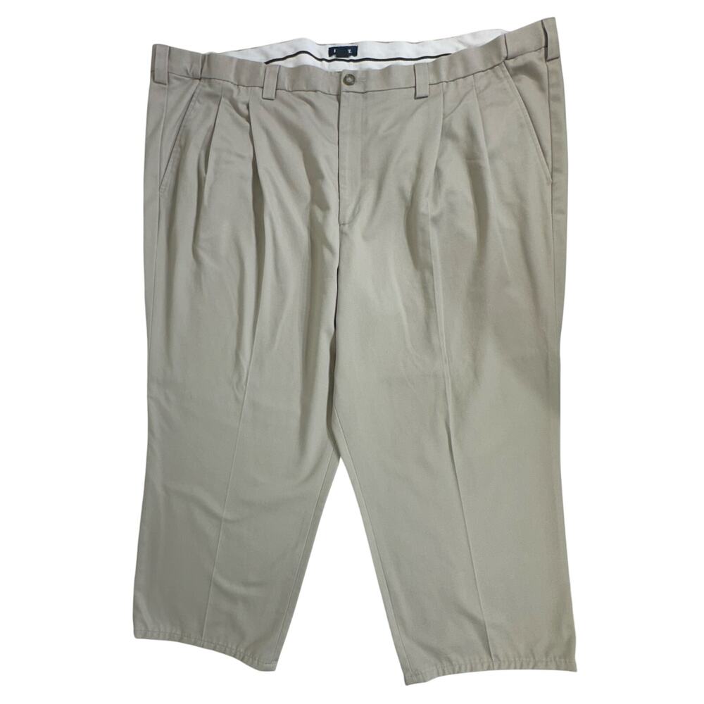 Kingsize Pants Size 53x26 Stone Beige Pleated Very High Rise 100% Cotton‎